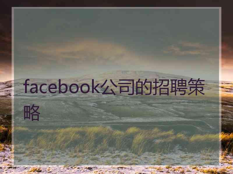 facebook公司的招聘策略