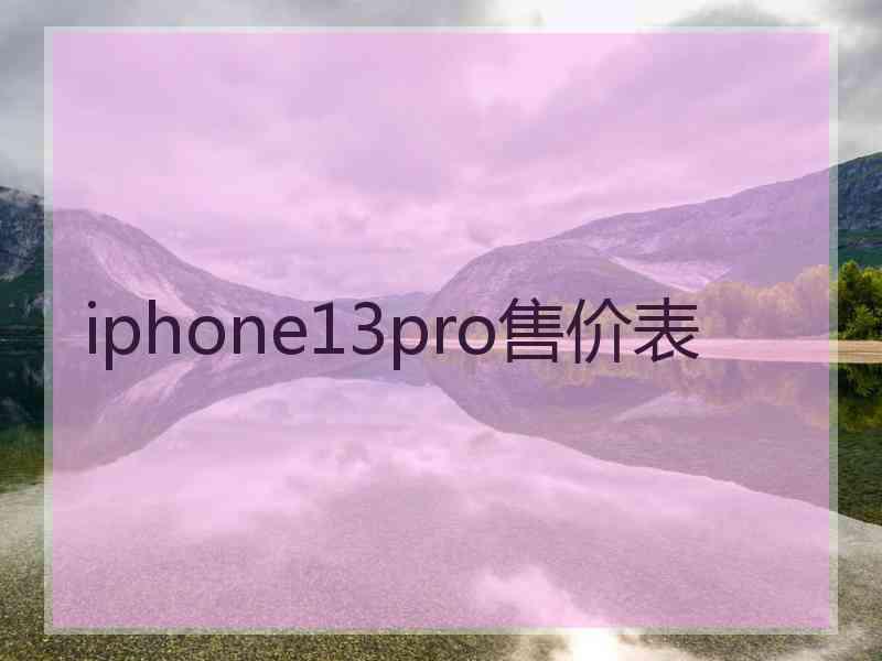 iphone13pro售价表