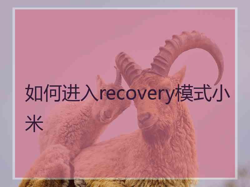 如何进入recovery模式小米