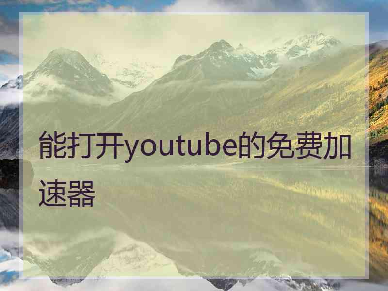 能打开youtube的免费加速器