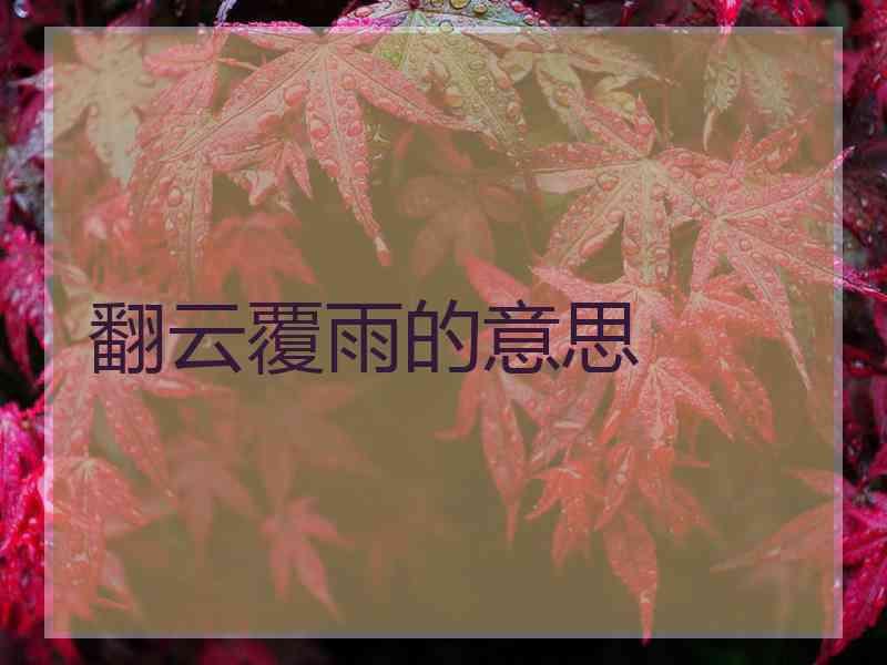 翻云覆雨的意思