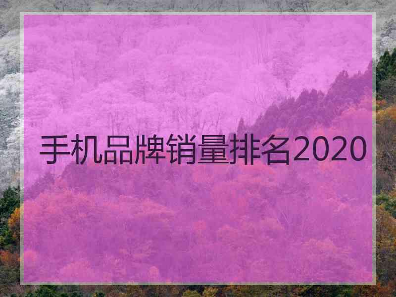 手机品牌销量排名2020