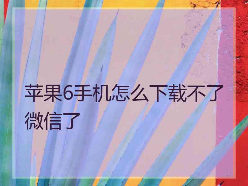 苹果6手机怎么下载不了微信了