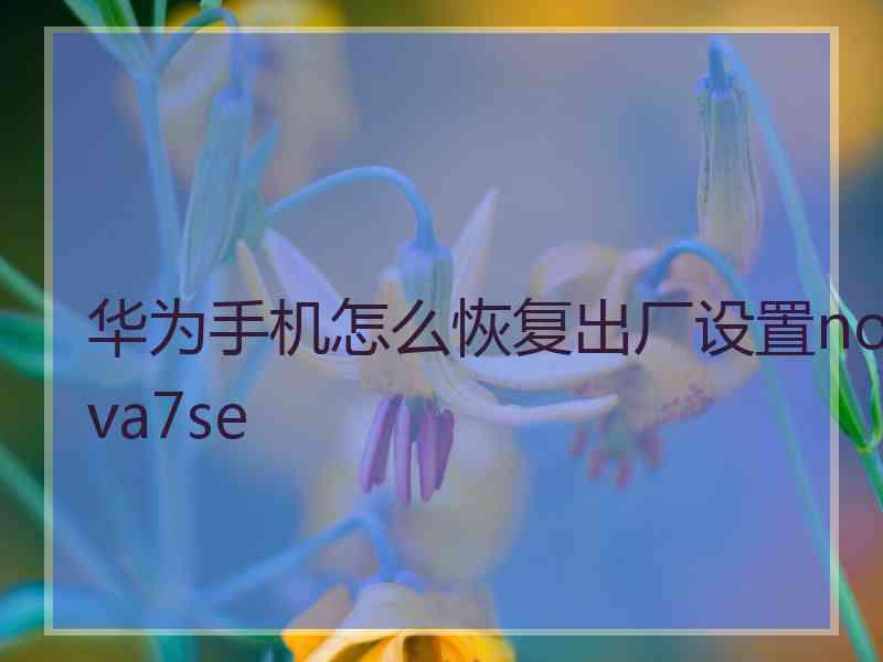 华为手机怎么恢复出厂设置nova7se