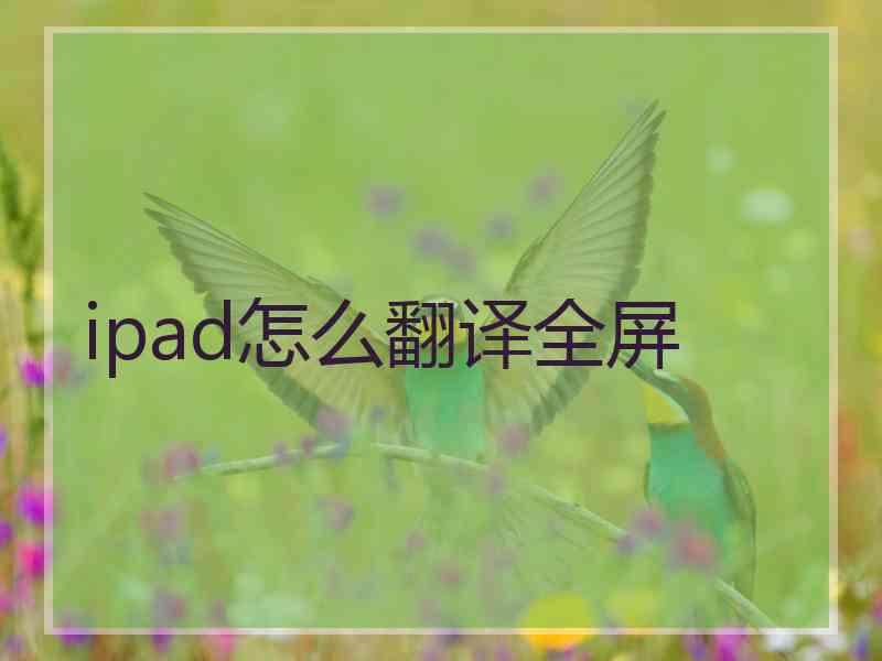 ipad怎么翻译全屏