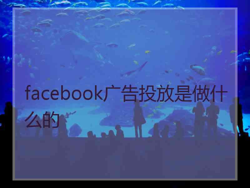 facebook广告投放是做什么的